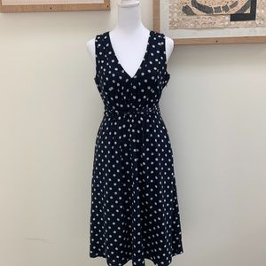 Cute polka dot midi Navy J. Crew dress